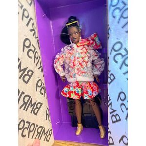 Barbie BMR1959 Doll Streetwear Neon Dress & Denim Jacket Neon Beret Hoop Earring